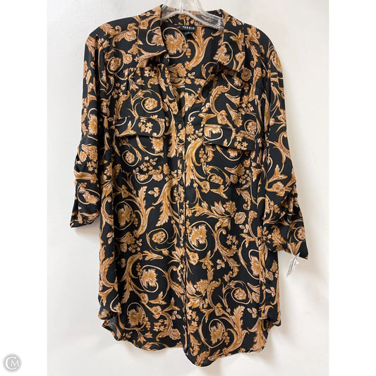 Blouse Long Sleeve By Torrid In Black & Yellow, Size: 2x