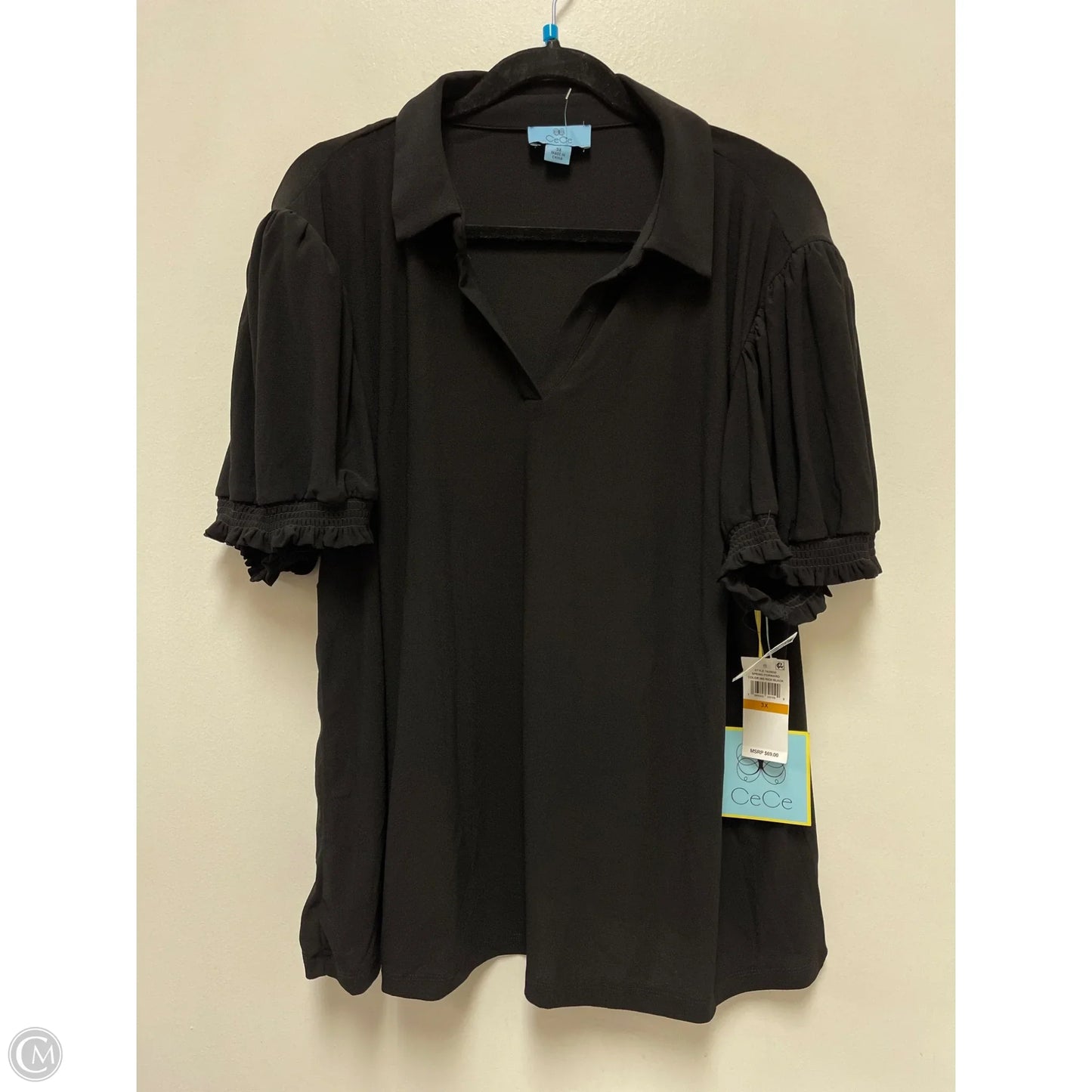 Top Short Sleeve By Cece In Black, Size: 3x