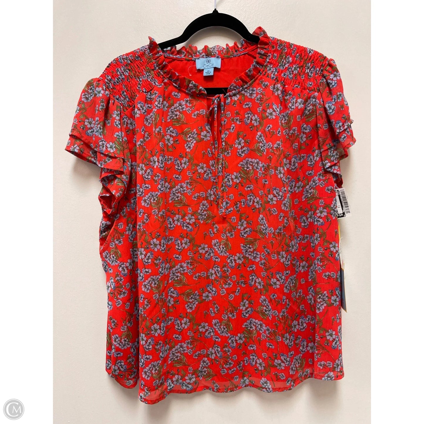 Top Short Sleeve By Cece In Red, Size: 2x