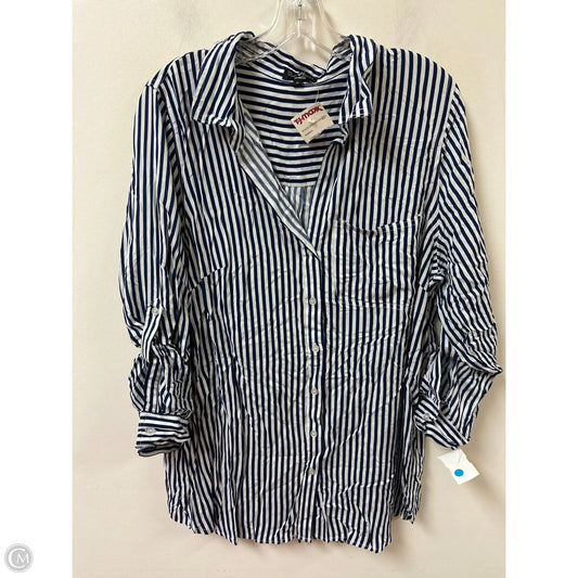 Blouse Long Sleeve By Velvet Heart In Blue & White, Size: 1x