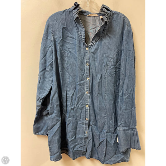 Blouse Long Sleeve By Soft Surroundings In Blue, Size: Xl