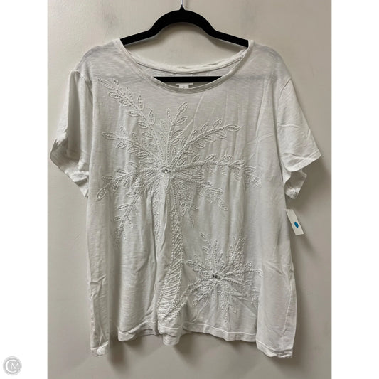 Top Short Sleeve By Chicos In White, Size: Xl