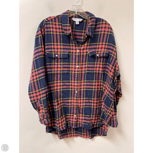 Blouse Long Sleeve By Old Navy In Blue & Yellow, Size: Xl