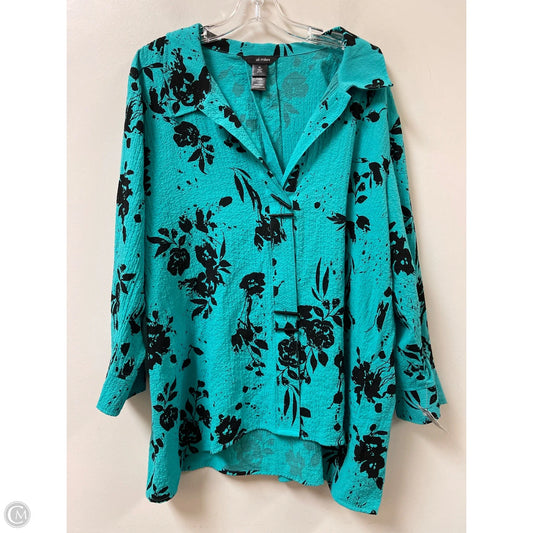 Blouse Long Sleeve By Ali Miles In Black & Blue, Size: Xl
