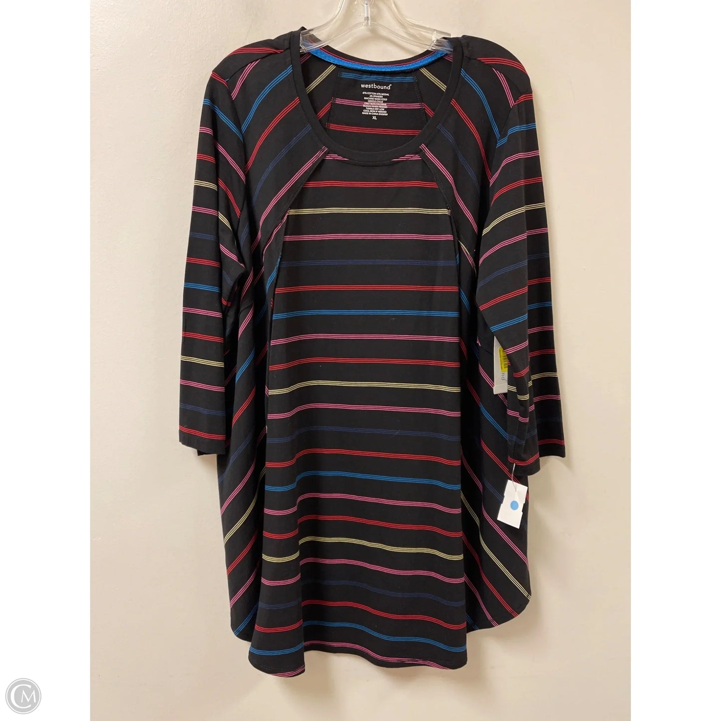 Top Long Sleeve By West Bound In Striped Pattern, Size: Xl