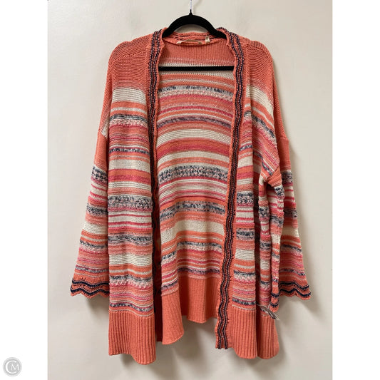Sweater Cardigan By Soft Surroundings In Pink & White, Size: Xl
