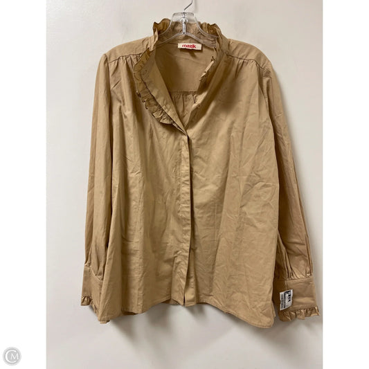 Blouse Long Sleeve By Clothes Mentor In Brown, Size: L