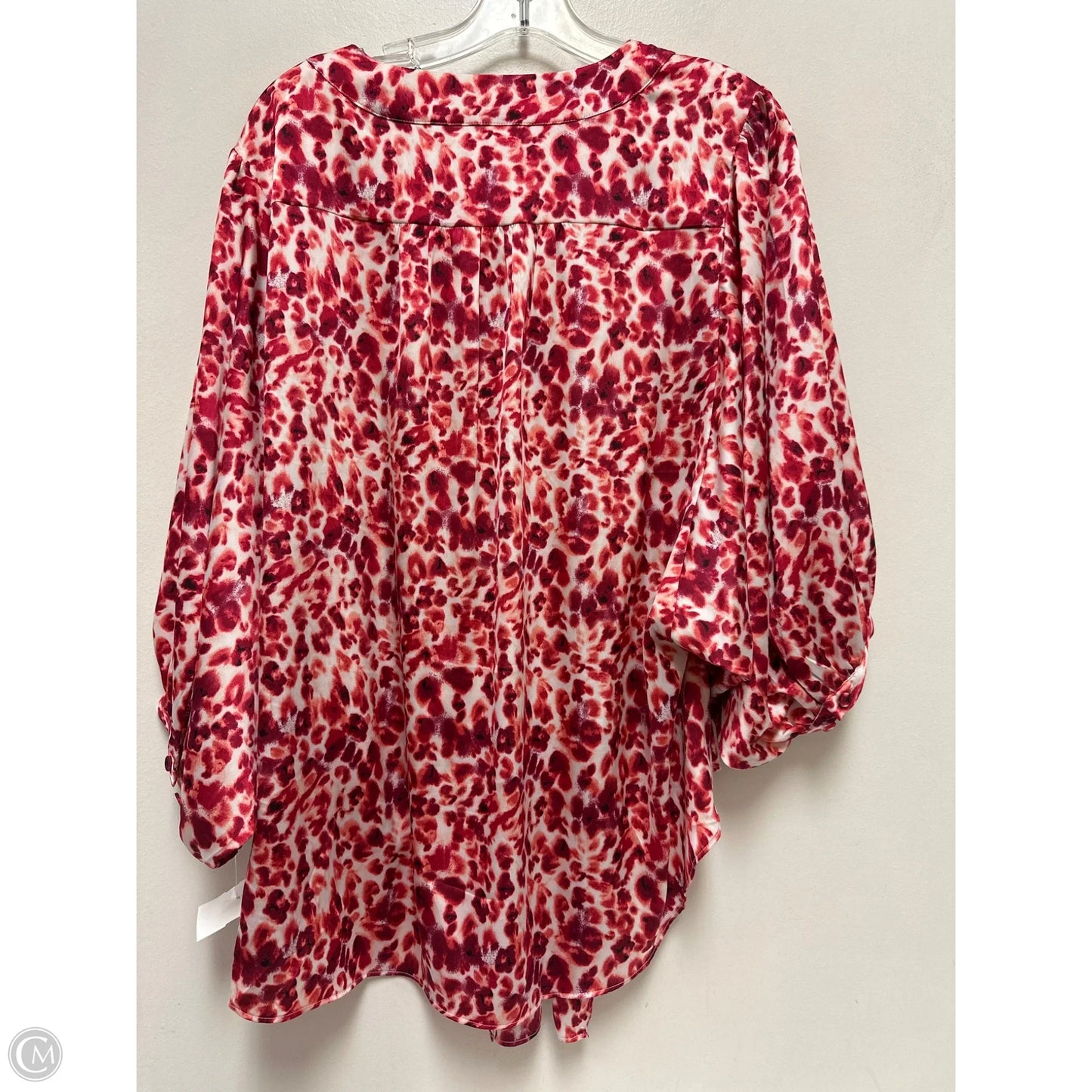 Top Long Sleeve By Chicos In Red & White, Size: L