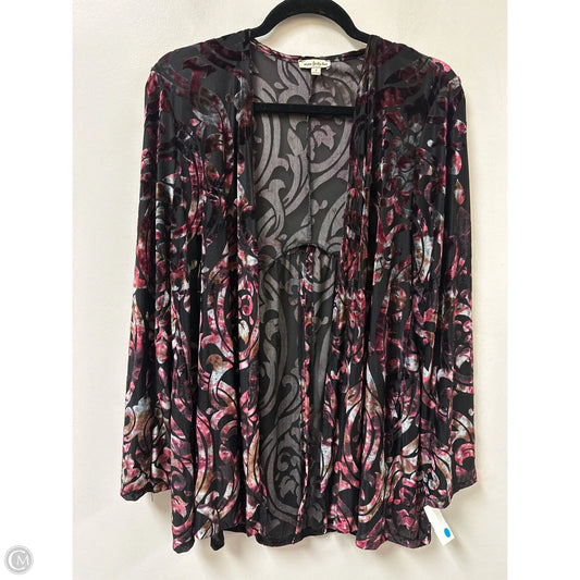 Sweater Cardigan By Clothes Mentor In Black & Red, Size: L