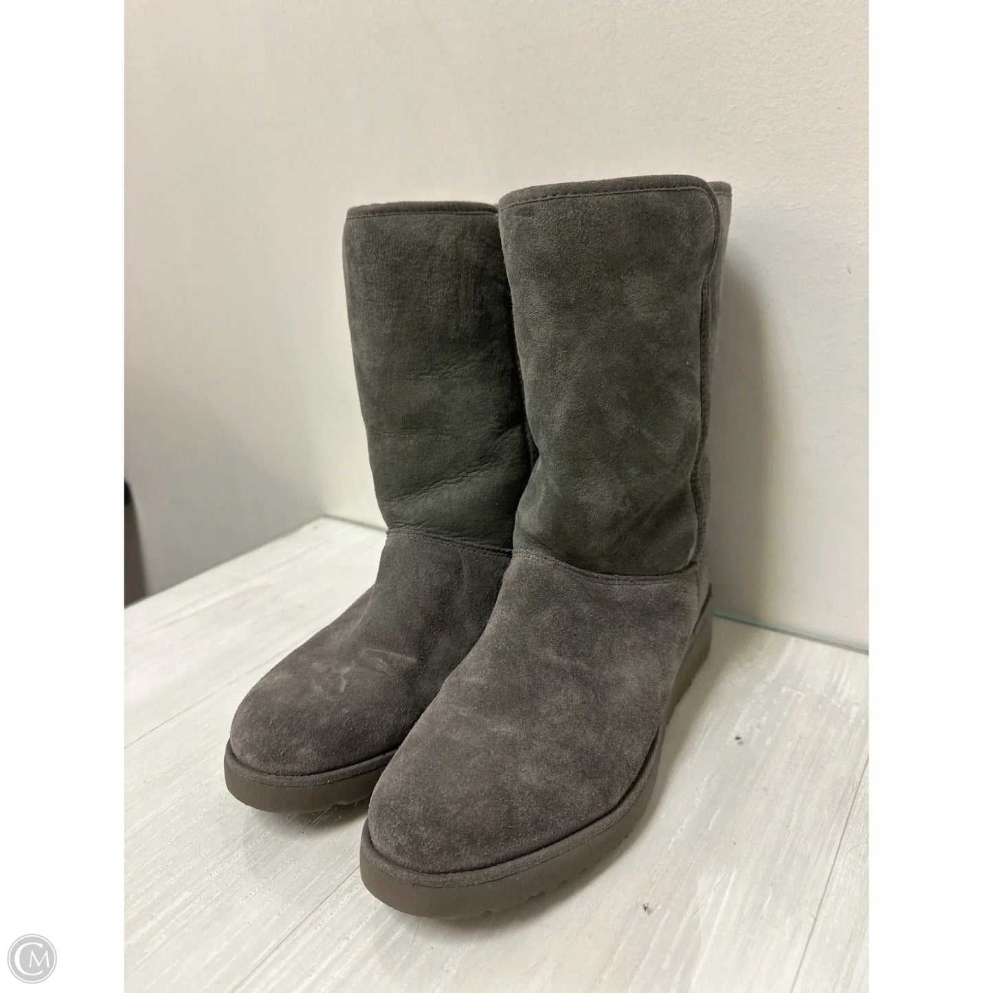 Boots Designer By Ugg In Grey, Size: 9