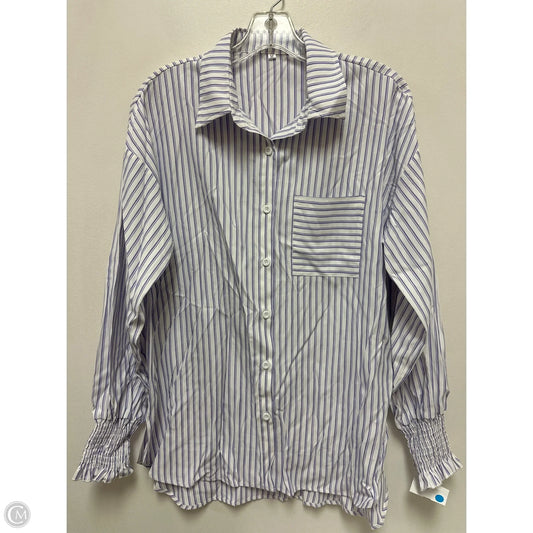 Blouse Long Sleeve By Clothes Mentor In Purple & White, Size: M