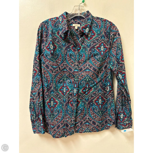 Blouse Long Sleeve By Talbots In Blue & Red, Size: Sp
