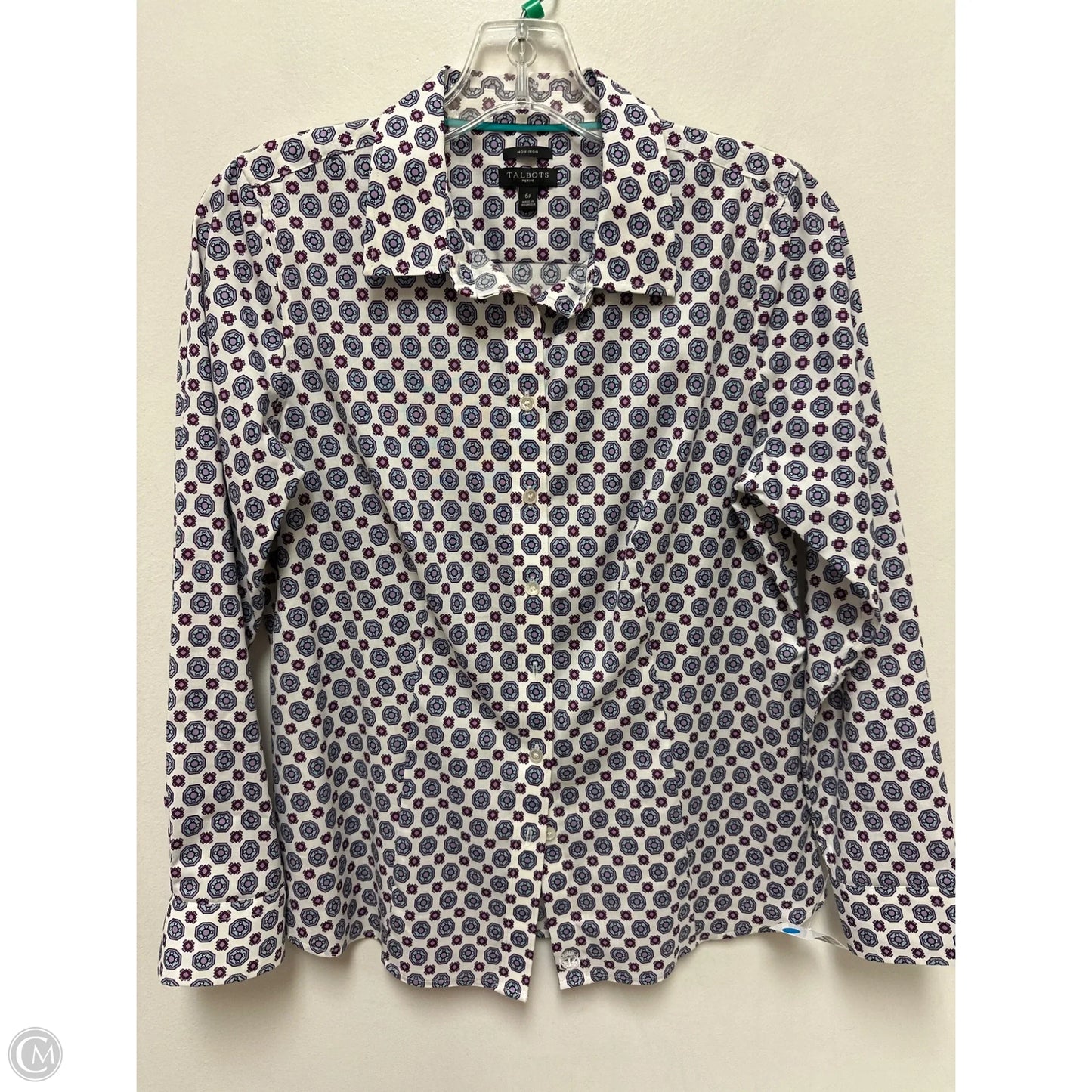 Blouse Long Sleeve By Talbots In Purple & White, Size: Sp