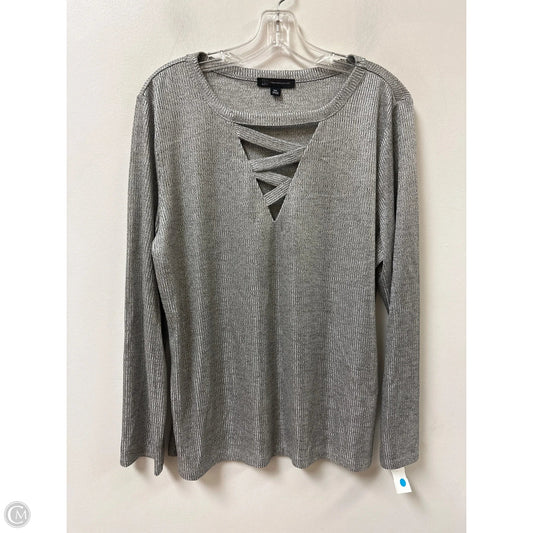 Top Long Sleeve By Inc In Silver, Size: 1x