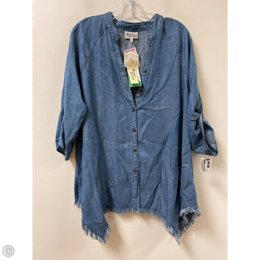 Blouse Long Sleeve By Clothes Mentor In Blue, Size: Xl