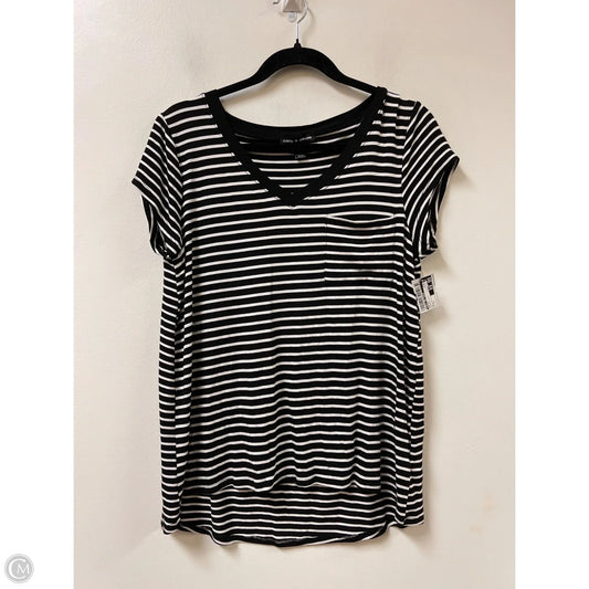 Top Short Sleeve By Cable And Gauge In Black & White, Size: L