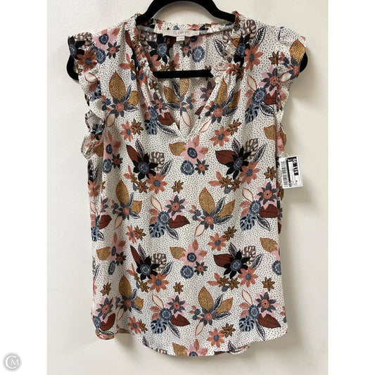 Top Short Sleeve By Loft In Floral Print, Size: Mp