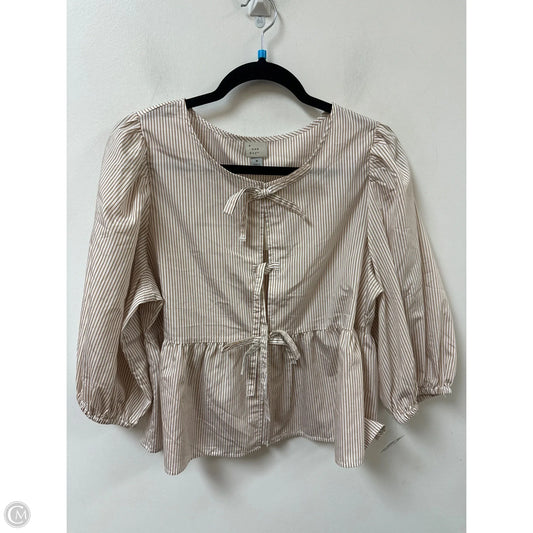 Top Long Sleeve By A New Day In Striped Pattern, Size: M