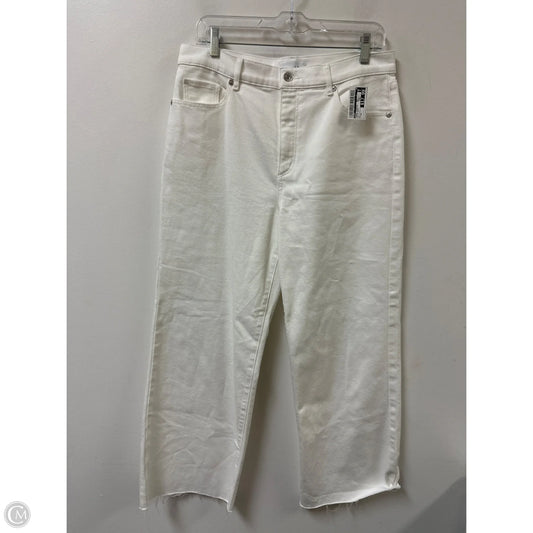 Jeans Cropped By Loft In White Denim, Size: 8
