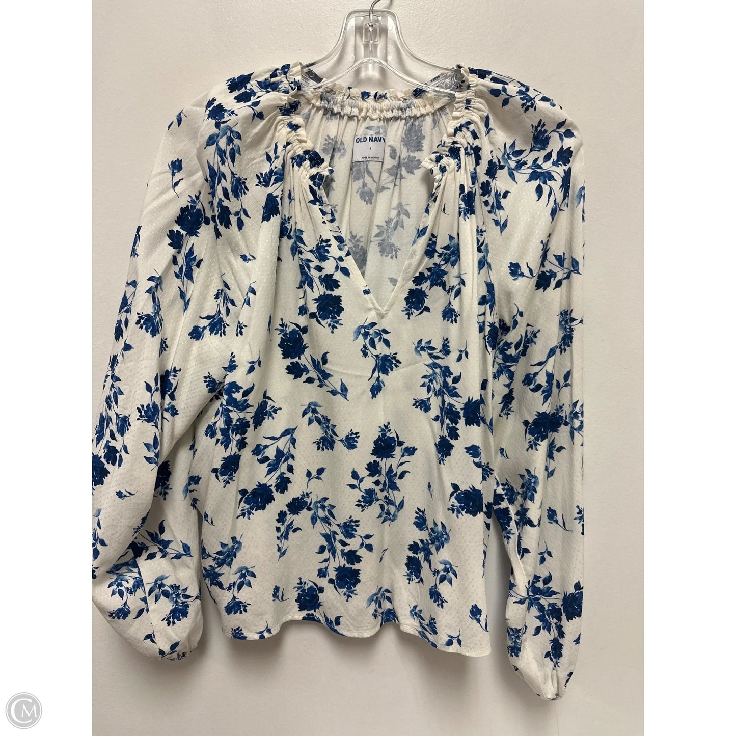 Top Long Sleeve By Old Navy In Blue & White, Size: S