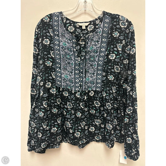 Top Long Sleeve By Lucky Brand In Black & Blue, Size: M