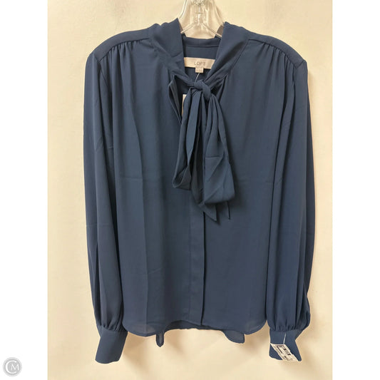 Blouse Long Sleeve By Loft In Navy, Size: M