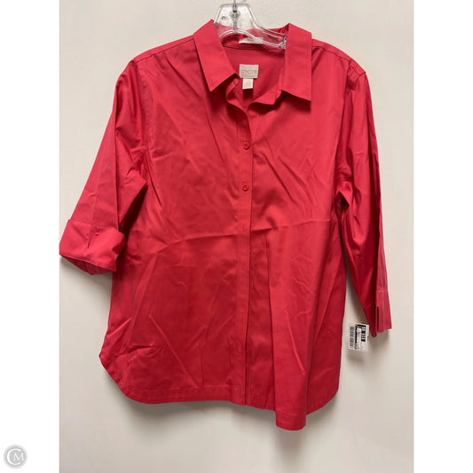 Blouse Short Sleeve By Chicos In Red, Size: L