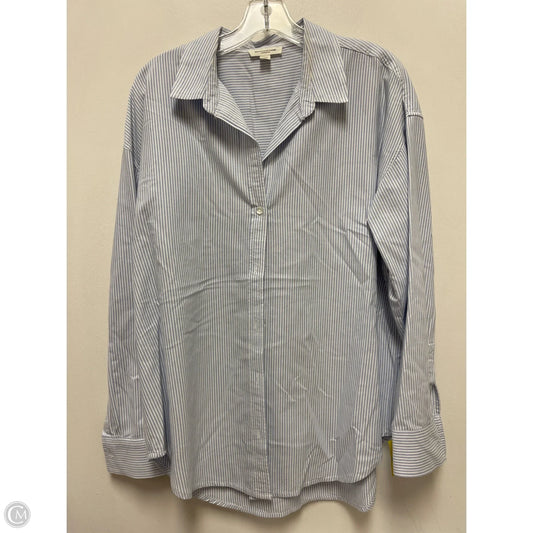 Blouse Long Sleeve By Beachlunchlounge In Blue & White, Size: L