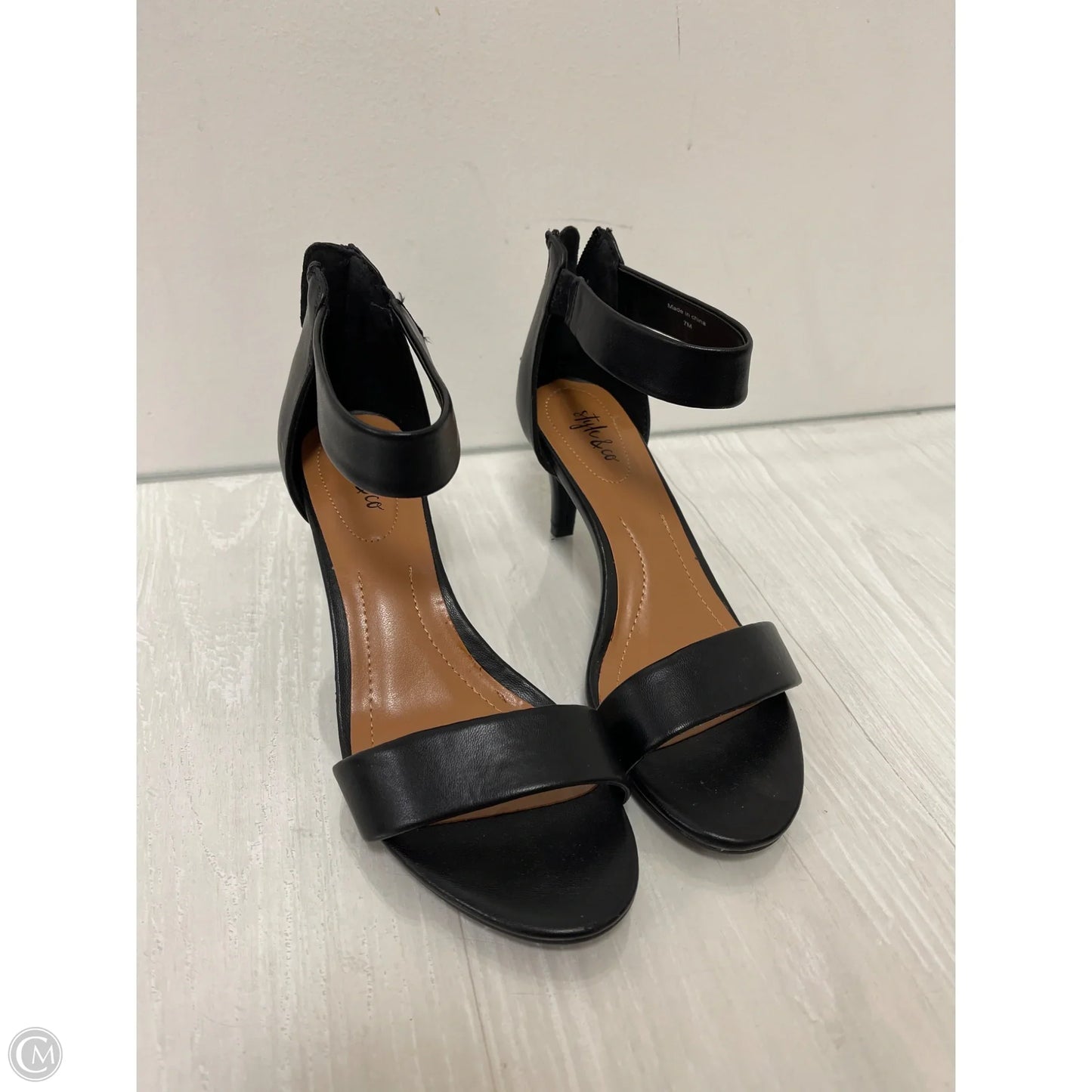 Sandals Heels Kitten By Style And Company In Black, Size: 7