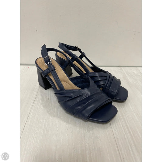 Sandals Heels Block By Easy Street In Navy, Size: 7