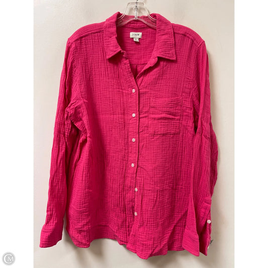 Blouse Long Sleeve By J. Crew In Pink, Size: Xl