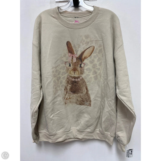 Sweatshirt Crewneck By Clothes Mentor In Cream, Size: L