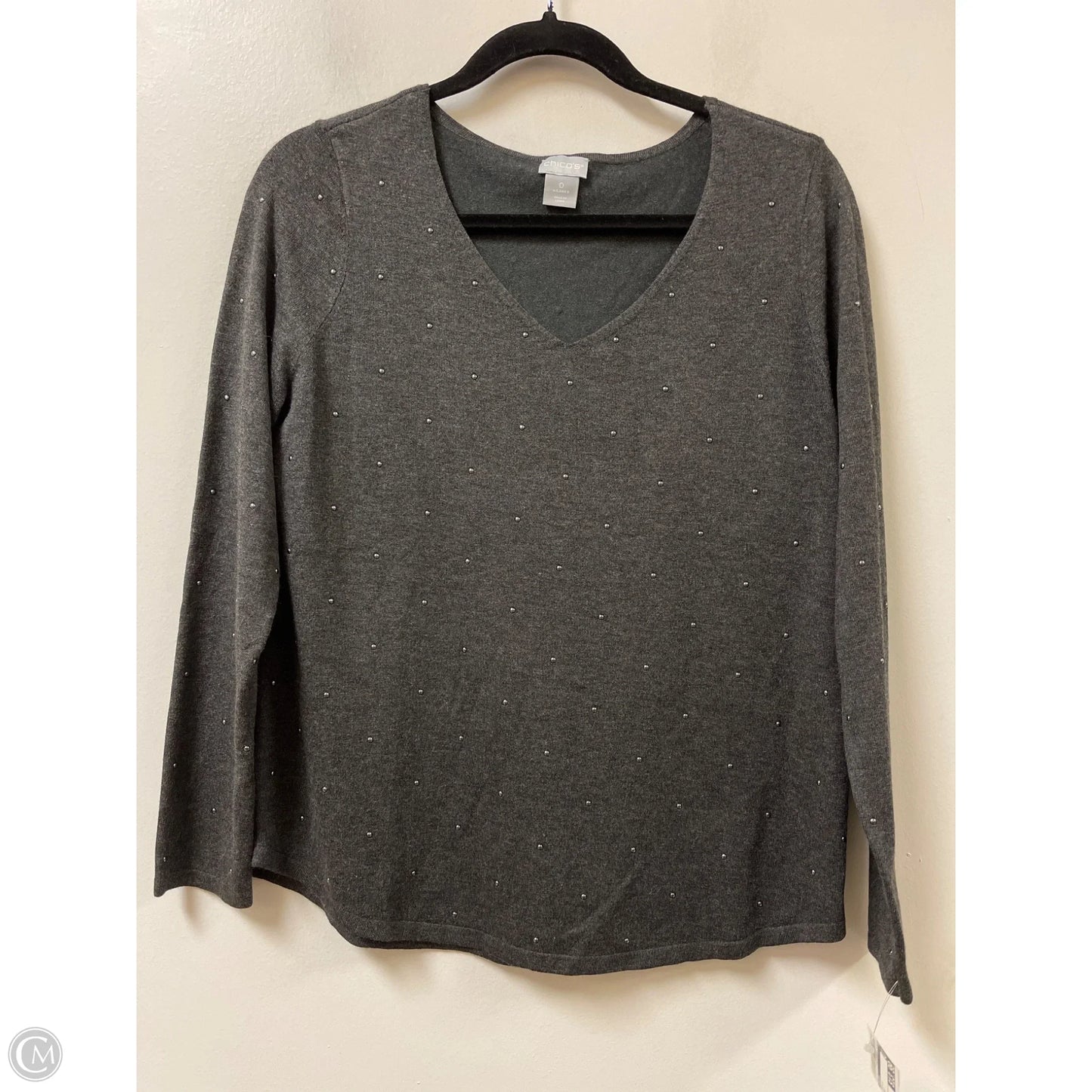 Top Long Sleeve By Chicos In Grey, Size: S