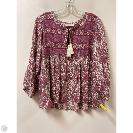 Top Long Sleeve By Lucky Brand In Purple & White, Size: S