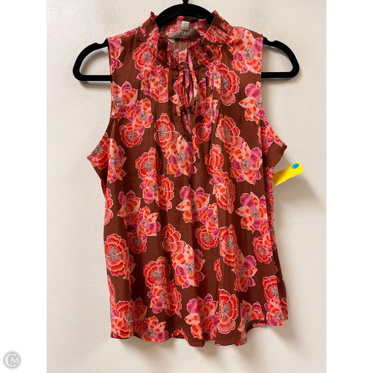 Top Sleeveless By Loft In Brown & Pink, Size: Mp