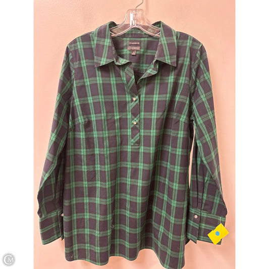 Top Long Sleeve By Talbots In Blue & Green, Size: L