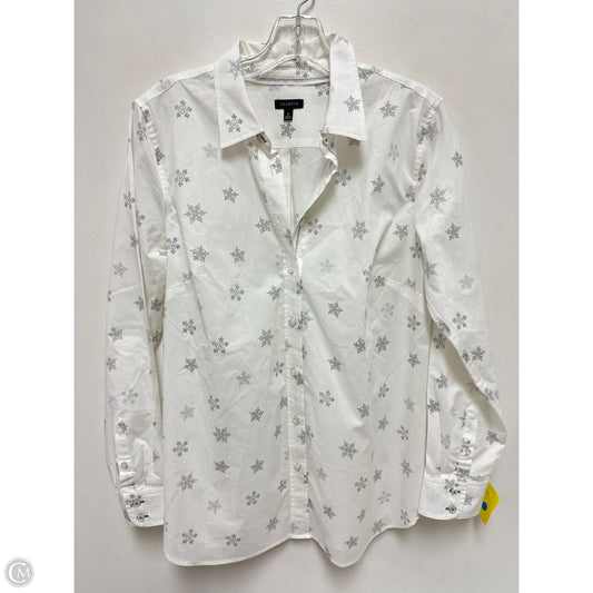 Blouse Long Sleeve By Talbots In Grey & White, Size: M