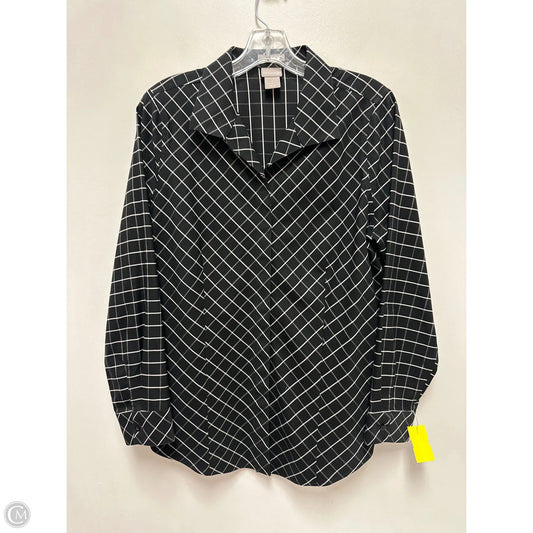 Blouse Long Sleeve By Chicos In Black & White, Size: M
