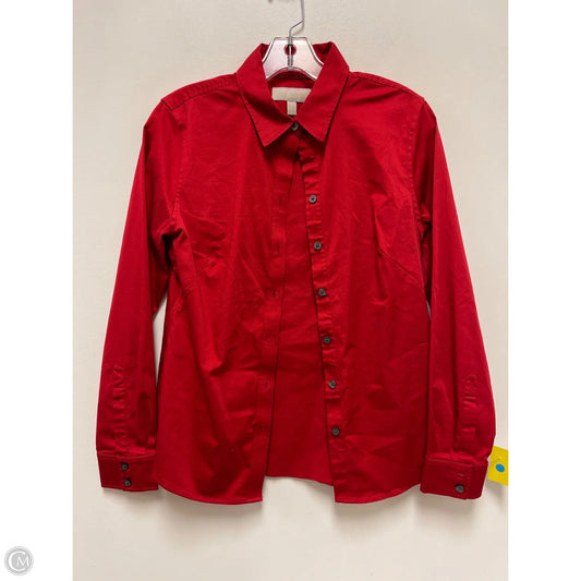 Blouse Long Sleeve By Banana Republic In Red, Size: M