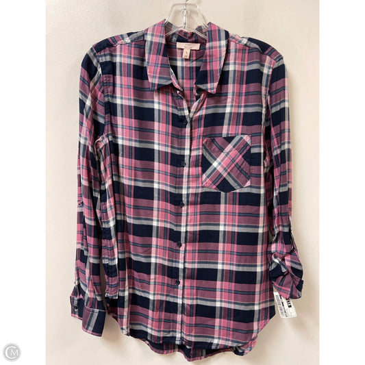 Blouse Long Sleeve By Como Vintage In Blue & Pink, Size: S