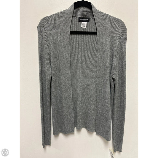 Sweater Cardigan By Liz Claiborne In Silver, Size: L