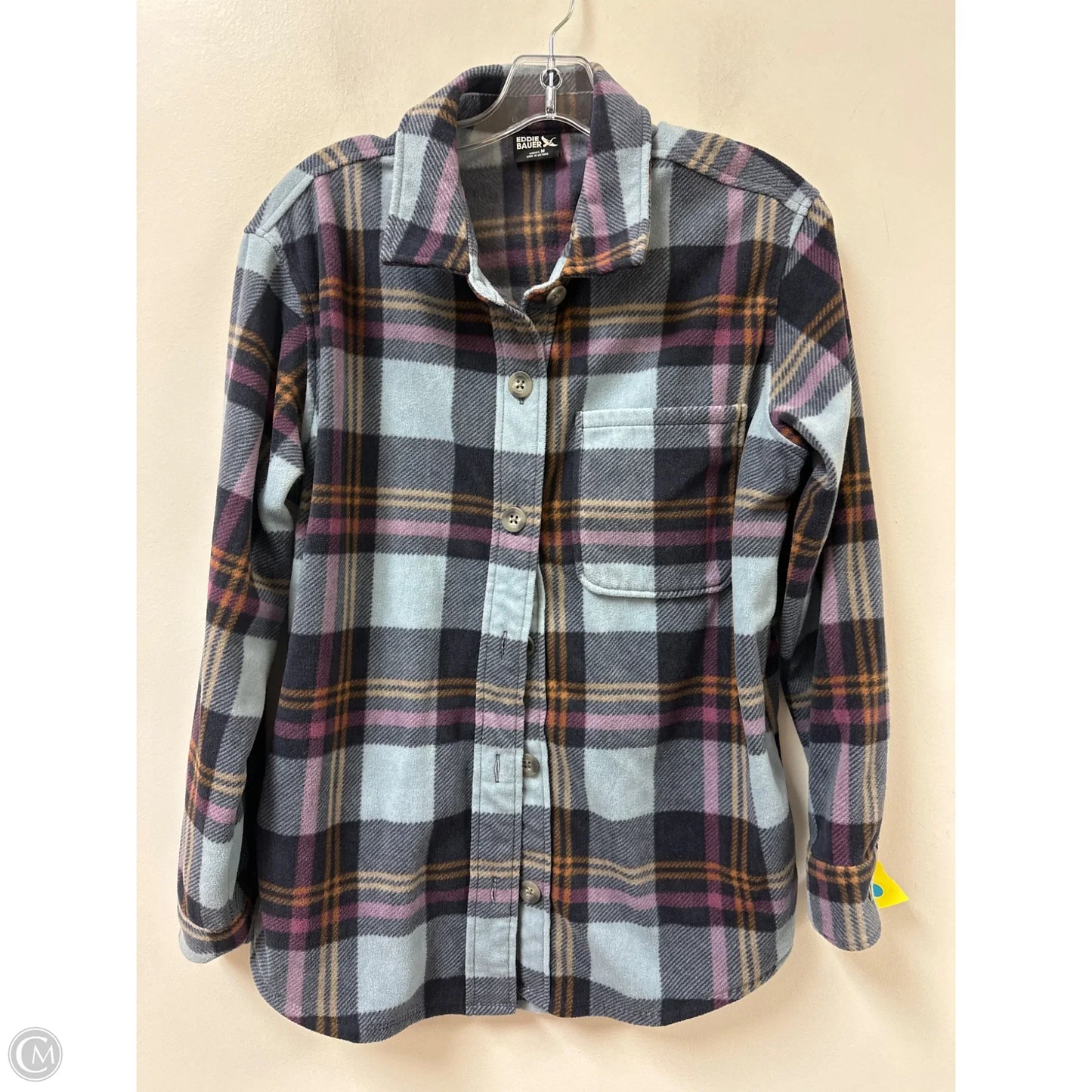 Jacket Shirt By Eddie Bauer In Blue & Purple, Size: M