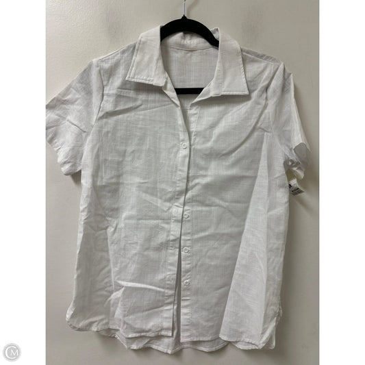 Blouse Short Sleeve By Clothes Mentor In White, Size: M