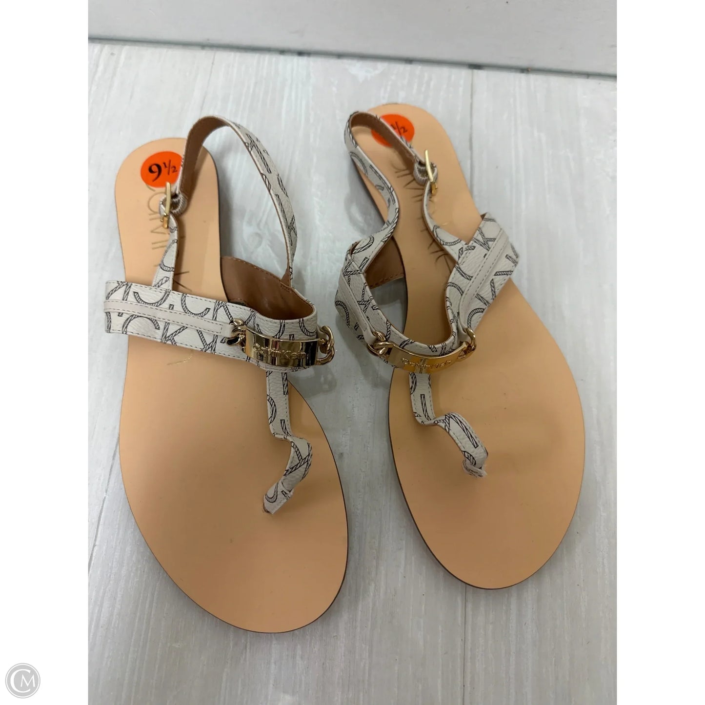 Sandals Flats By Calvin Klein In Cream, Size: 9.5