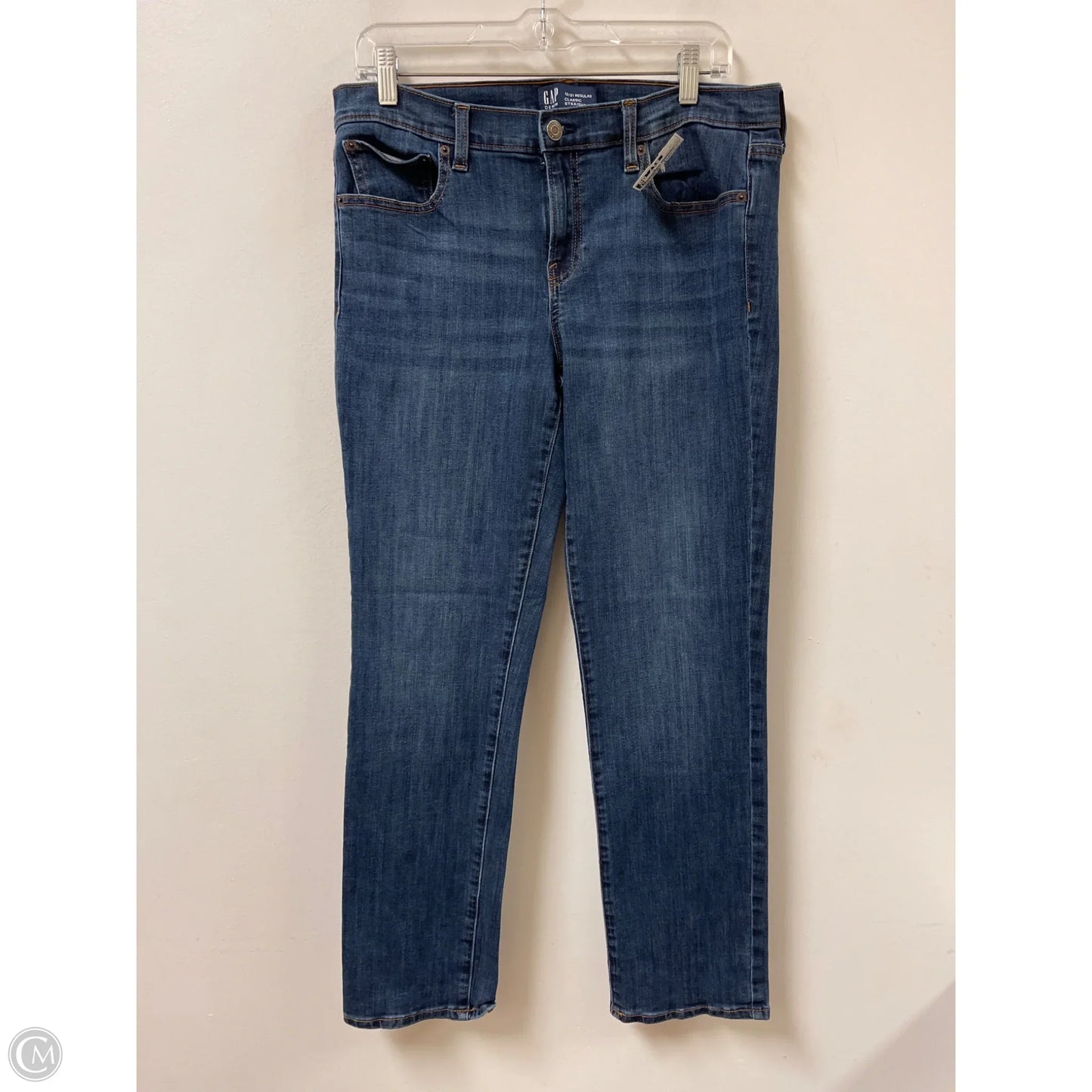 Jeans Straight By Gap In Blue Denim, Size: 12