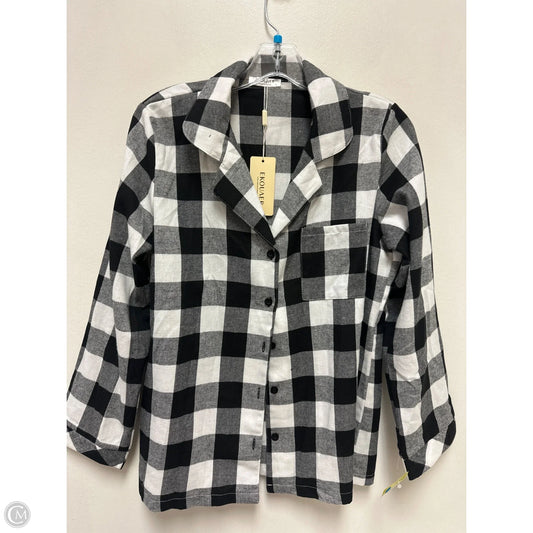 Blouse Long Sleeve By Ekouaer In Black & White, Size: S
