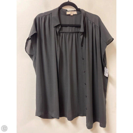 Blouse Short Sleeve By Loft In Black, Size: Xl