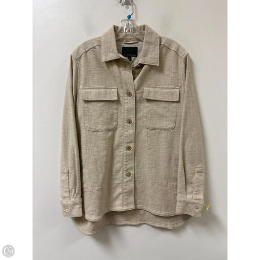 Jacket Shirt By Banana Republic In Cream, Size: M