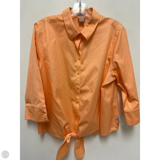 Blouse Long Sleeve By Chicos In Orange, Size: L