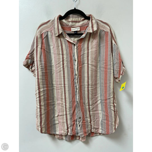 Blouse Short Sleeve By Universal Thread In Striped Pattern, Size: 1x